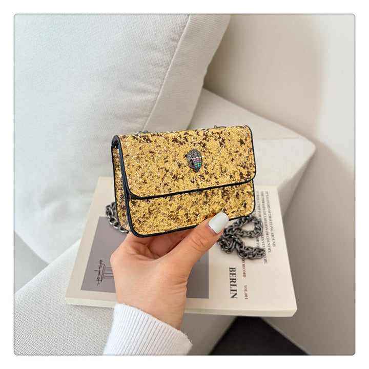 Damen Clutch mit funkelndem Glitzer und eleganter Kettenhenkel Nord Taschen