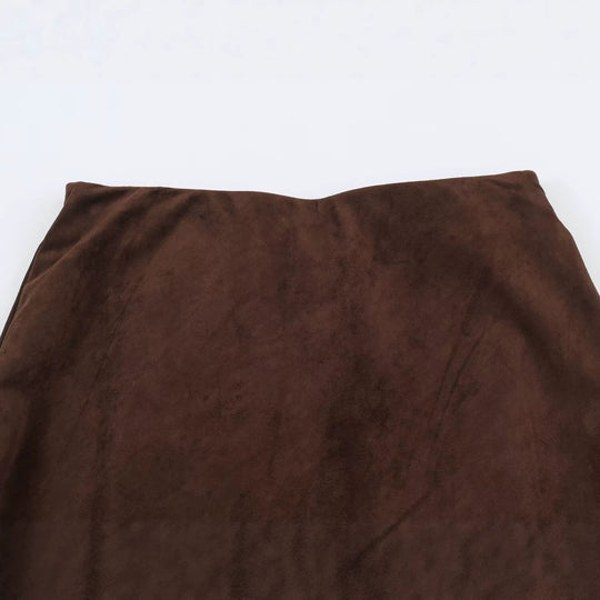 Damen A‑Linien Midirock mit Veloursoptik und Chiffon‑Volant Nord Taschen