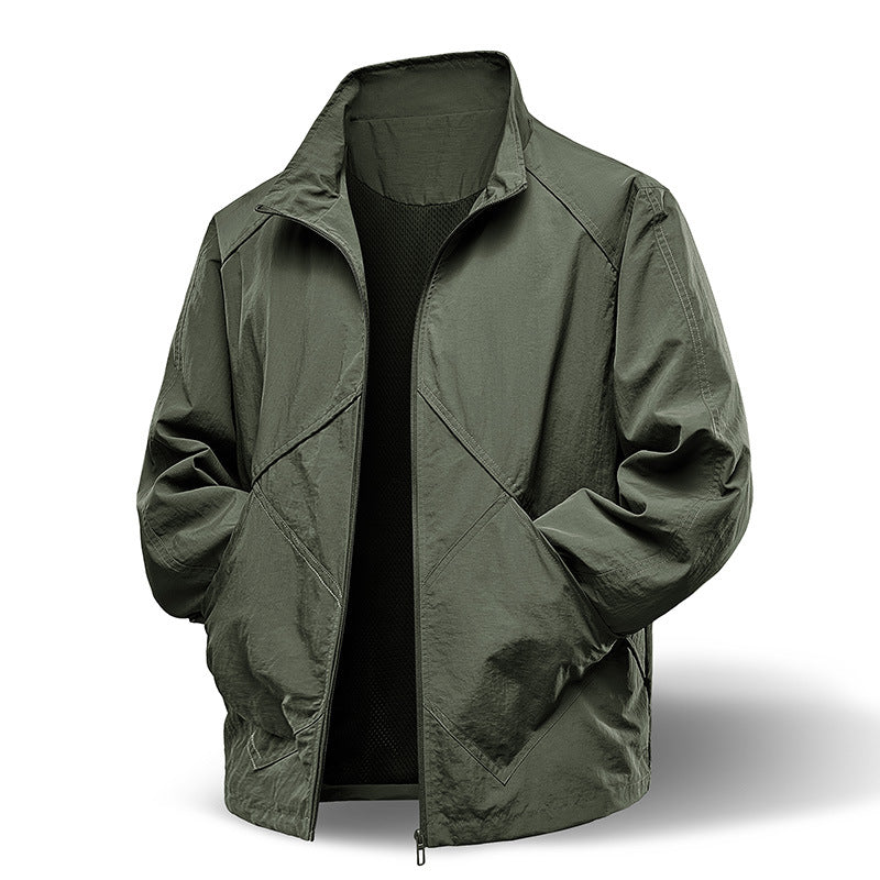 Herren Leichte technische Zip‑Jacke mit Stehkragen, Raglanärmeln & Utility‑Einsätzen Nord Taschen