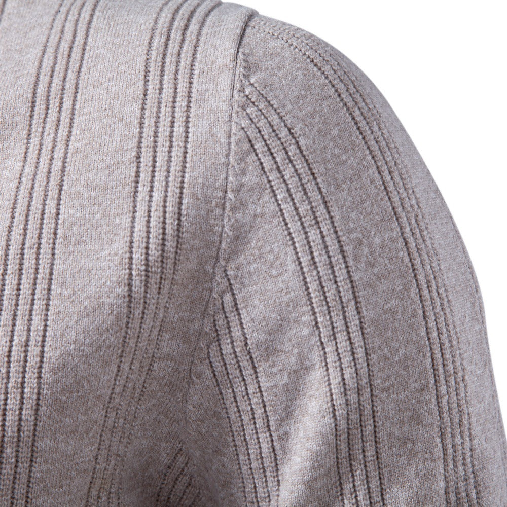 Herren Langarm-Feinstrick-Poloshirt mit Strukturstreifen und geripptem Saum Nord Taschen