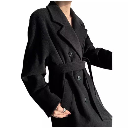 Damen Eleganter Doppeltbreasted Wollmantel Nord Taschen