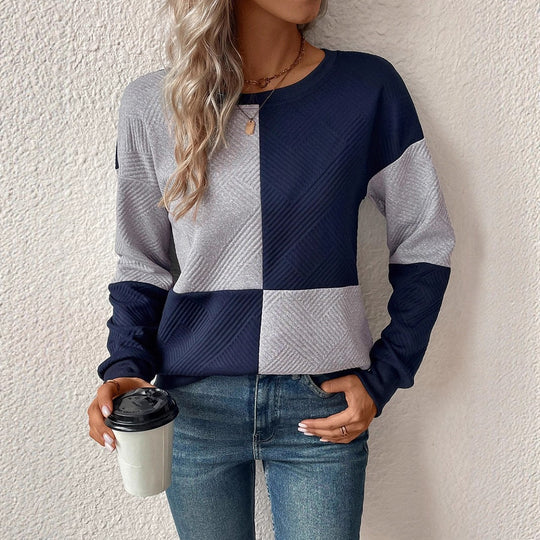 Damen Modischer Sweatshirt mit Blockmuster Nord Taschen