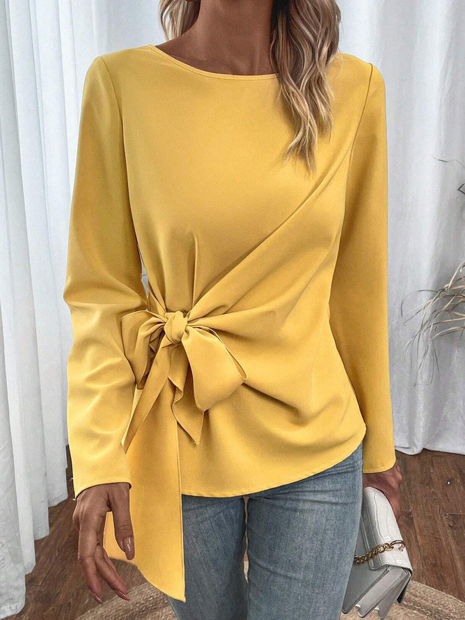 Damen Elegantes Blusenshirt mit seitlichem Knoten