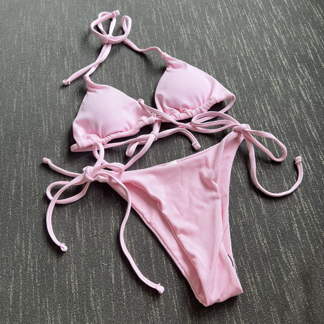 Damen Triangel-Bikini mit seitlichem Knoten und verstellbaren Trägern