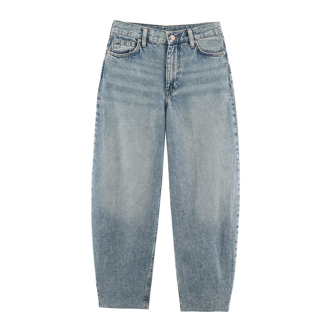 Damen Highwaist Relaxed Tapered Jeans mit konischem Bein Nord Taschen