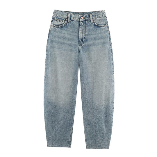 Damen Highwaist Relaxed Tapered Jeans mit konischem Bein Nord Taschen
