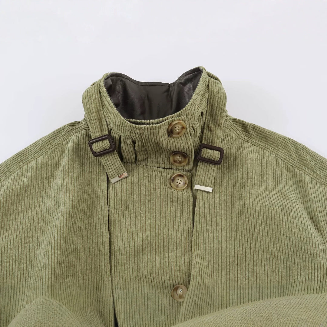 Damen Kord-Fieldjacke mit Taillengürtel und Stehkragen Nord Taschen
