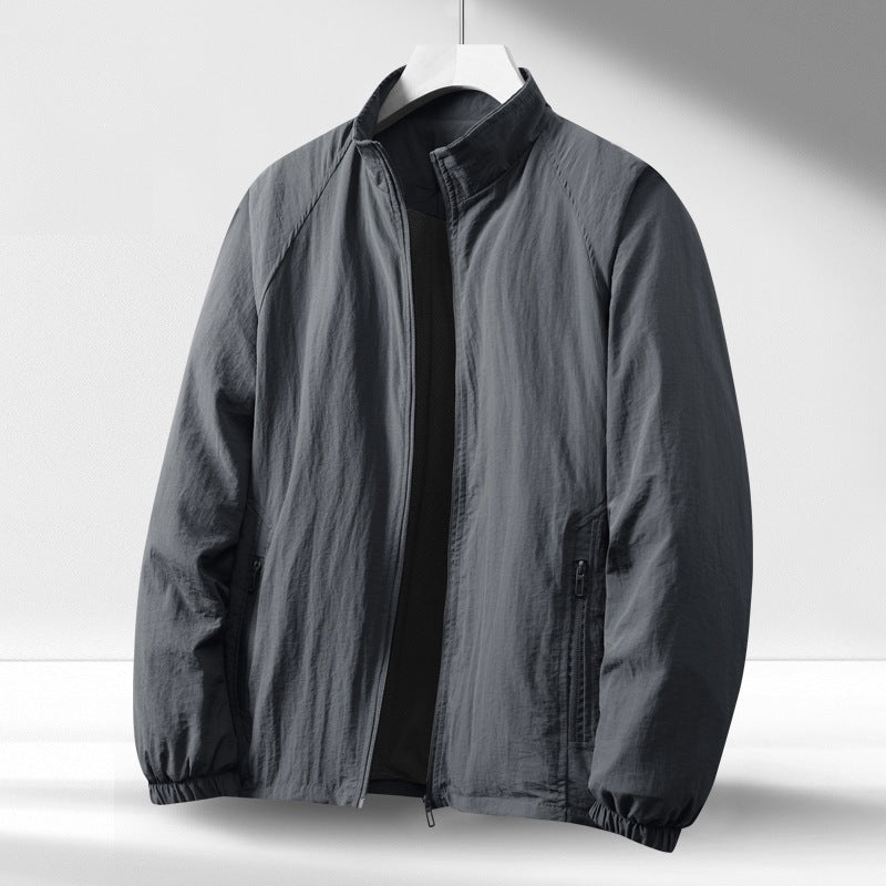 Herren Leichte winddichte Reißverschluss-Blousonjacke mit Stehkragen und elastischen Bündchen Nord Taschen