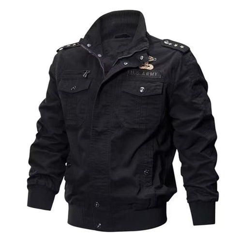 Herren Militärische Bomberjacke mit Epauletten, Stehkragen und Utility-Taschen Nord Taschen
