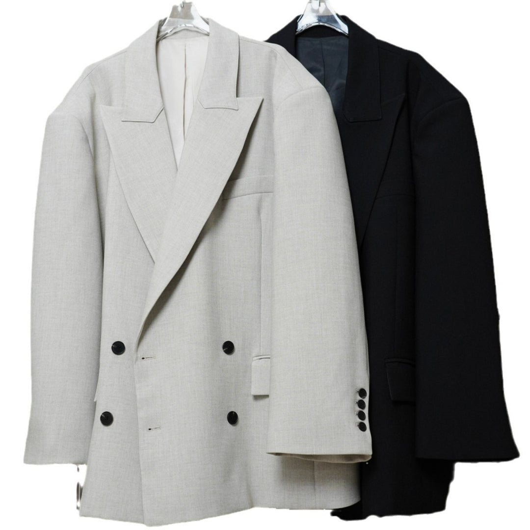 Damen Oversize Doppelreihiger Blazer‑Mantel mit verlängertem Schnitt und breiten Revers Nord Taschen