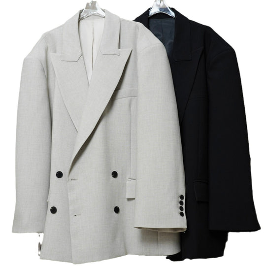 Damen Oversize Doppelreihiger Blazer‑Mantel mit verlängertem Schnitt und breiten Revers Nord Taschen