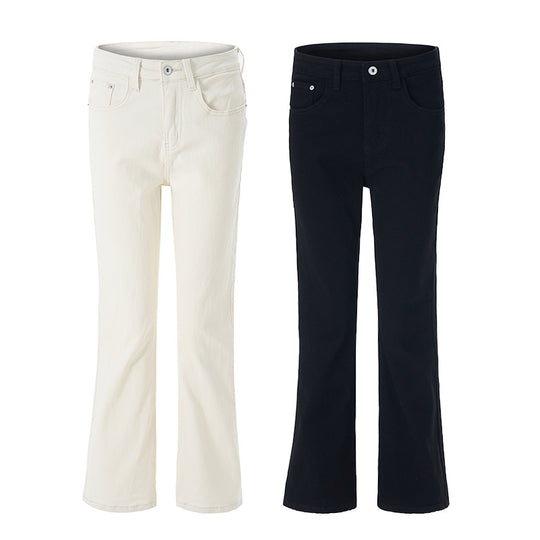 Damen Extraweite hochgeschnittene ausgestellte Denimhose mit verlängertem Saum Nord Taschen