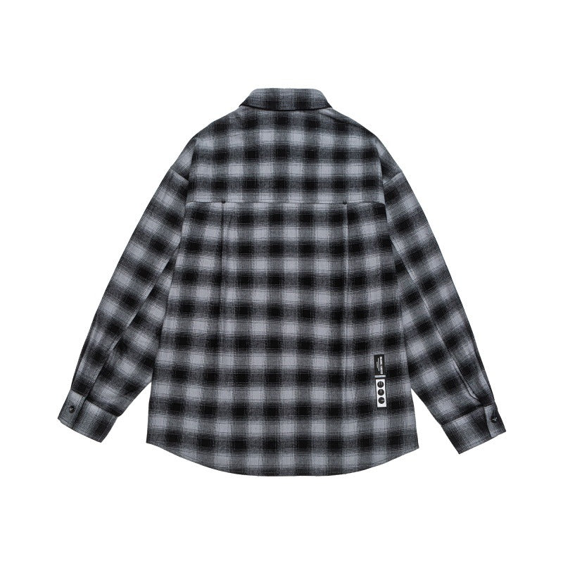 Herren Lässiges Karomuster-Flanellhemd im Oversized-Worker-Stil mit Brustpattentasche und abgerundetem Saum Nord Taschen