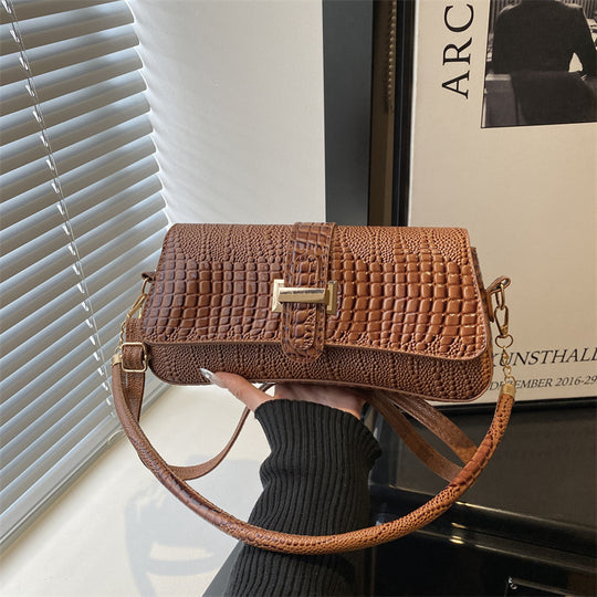 Damen elegante Umhängetasche mit Kroko-Prägung und praktischem Schulterriemen Nord Taschen