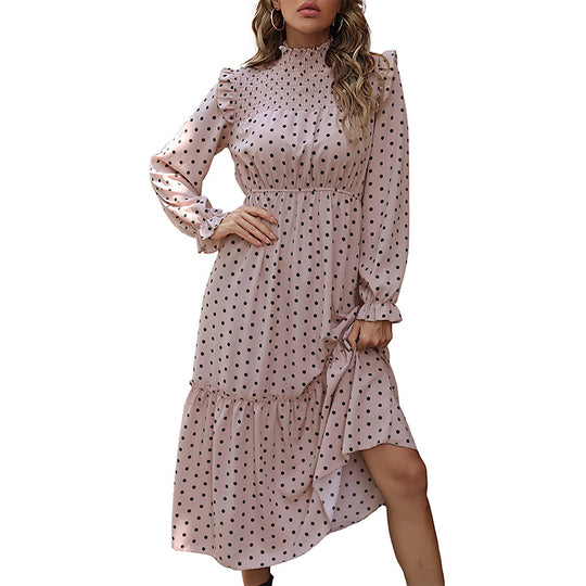 Damen Elegantes Langarm Kleid mit Rüschendetails Nord Taschen