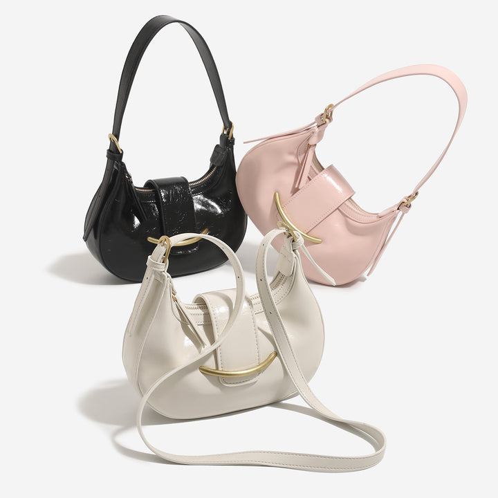 Damen Umhängetasche mit luxuriösem Finish und geschwungenem Trageriemen Nord Taschen