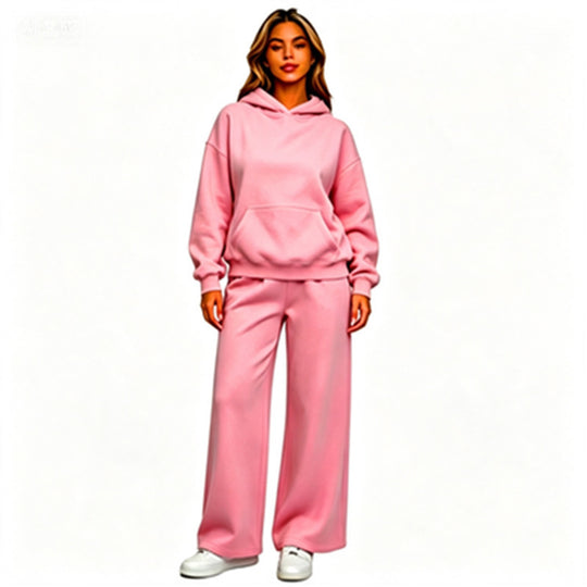Damen Lässiger Kapuzenpullover mit weiten Hosen Nord Taschen