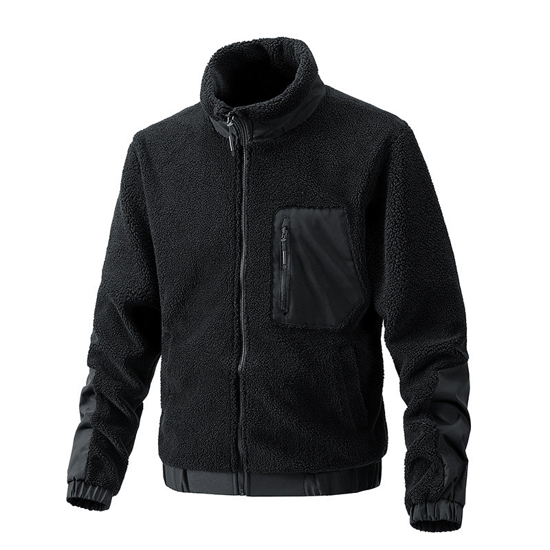 Herren Teddy-Fleece Jacke mit Stehkragen und verstärkten Einsätzen Nord Taschen