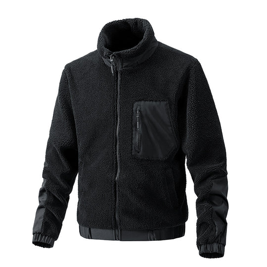 Herren Teddy-Fleece Jacke mit Stehkragen und verstärkten Einsätzen Nord Taschen