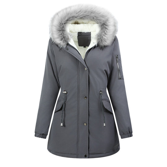 Damen Thermo-Parka mit Sherpa-Innenfutter, Kunstfellkapuze und tailliertem Kordelzug Nord Taschen