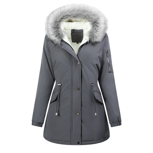 Damen Thermo-Parka mit Sherpa-Innenfutter, Kunstfellkapuze und tailliertem Kordelzug Nord Taschen