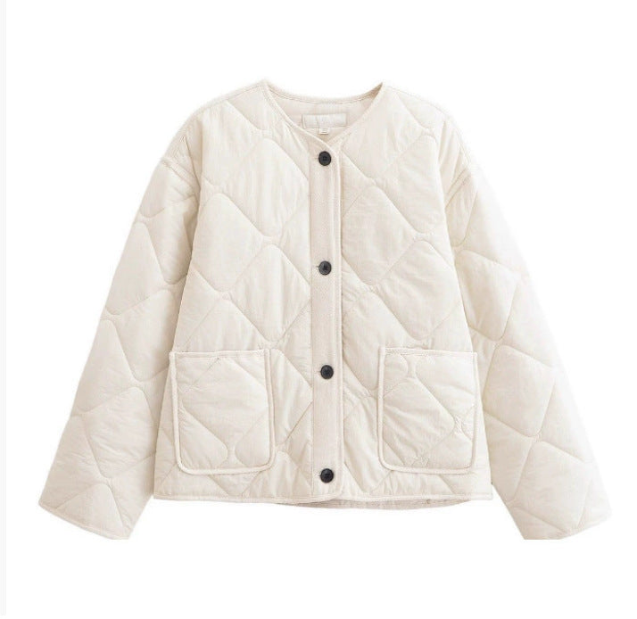 Damen 20+ gesteppte Overshirt-Jacke mit Rundhals, durchgehender Knopfleiste und aufgesetzten Taschen Nord Taschen