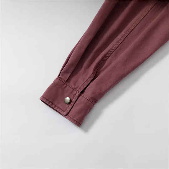 Damen Relaxed-Hemdenjacke aus Baumwoll-Twill mit asymmetrischer Brusttasche Nord Taschen