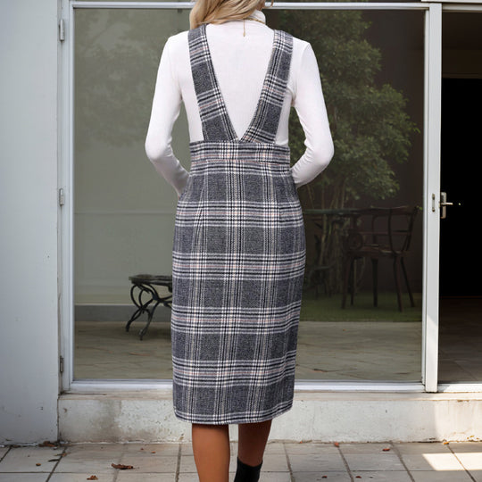 Damen Elegantes Karo Wickelkleid Nord Taschen