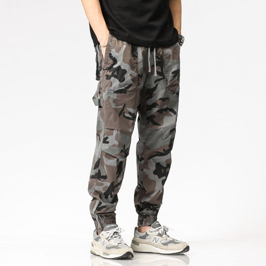 Herren Camouflage-Cargo-Joggerhose mit Tunnelzug, Mehrfachtaschen und gerippten Beinabschlüssen Nord Taschen