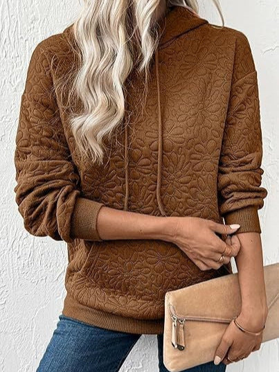 Damen Gesteppter Kapuzenpullover mit floral geprägter Steppstruktur Nord Taschen