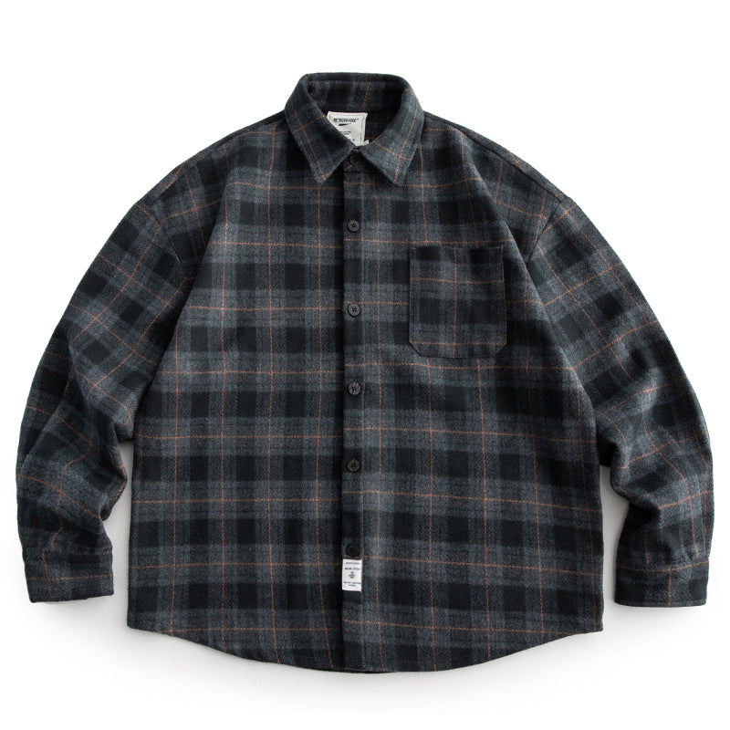 Herren Kariertes Overshirt‑Hemdjacke im Boxy‑Relaxed‑Schnitt Nord Taschen