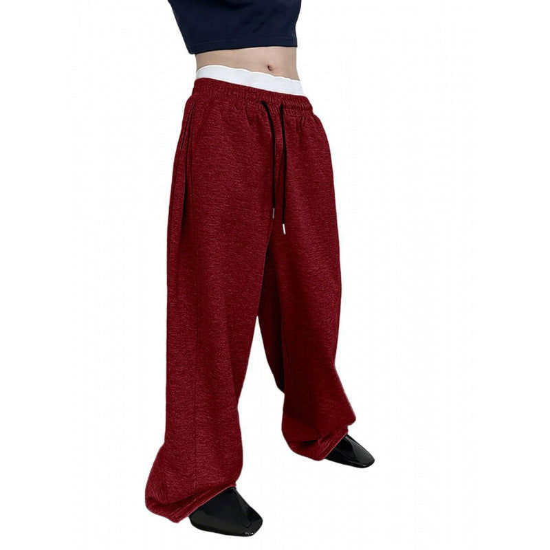 Damen weite Oversize Jogginghose mit tiefem Schritt, elastischem Bund und Kordelzug Nord Taschen