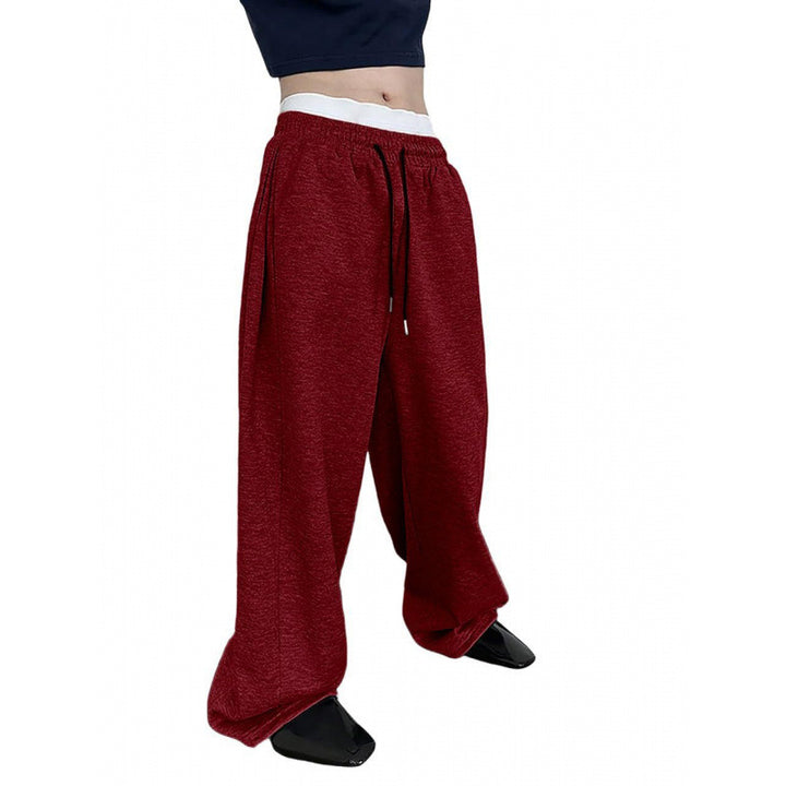 Damen weite Oversize Jogginghose mit tiefem Schritt, elastischem Bund und Kordelzug Nord Taschen