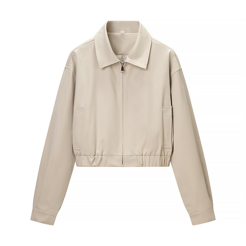 Damen Kurze Blousonjacke aus veganem Leder mit Reißverschluss und elastischem Saum Nord Taschen