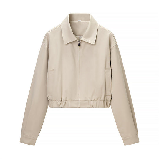 Damen Kurze Blousonjacke aus veganem Leder mit Reißverschluss und elastischem Saum Nord Taschen
