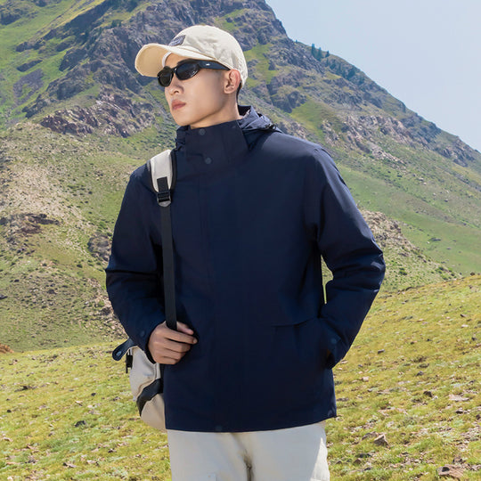 Herren Leichter wasserdichter Parka mit verstellbarer Kapuze und verdecktem Reißverschluss Nord Taschen