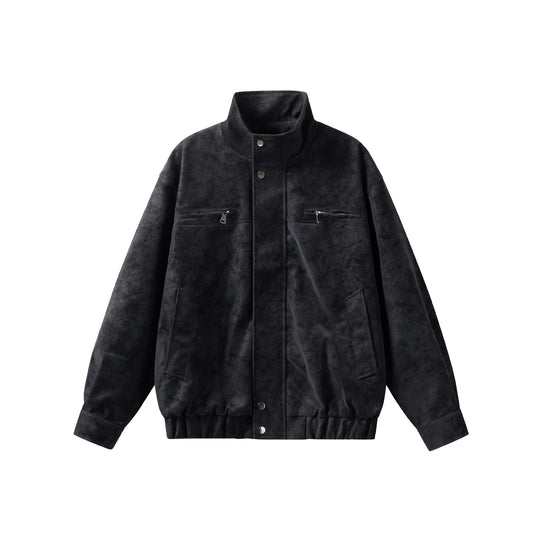 Damen Kurzjacke in Lederoptik mit hohem Stehkragen, Reißverschlusstaschen und elastischem Saum Nord Taschen