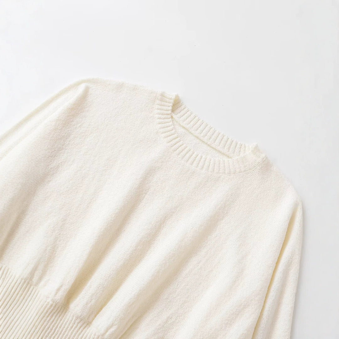 Damen weit geschnittener Cropped-Pullover mit Fledermausärmeln und breitem Rippbündchen Nord Taschen