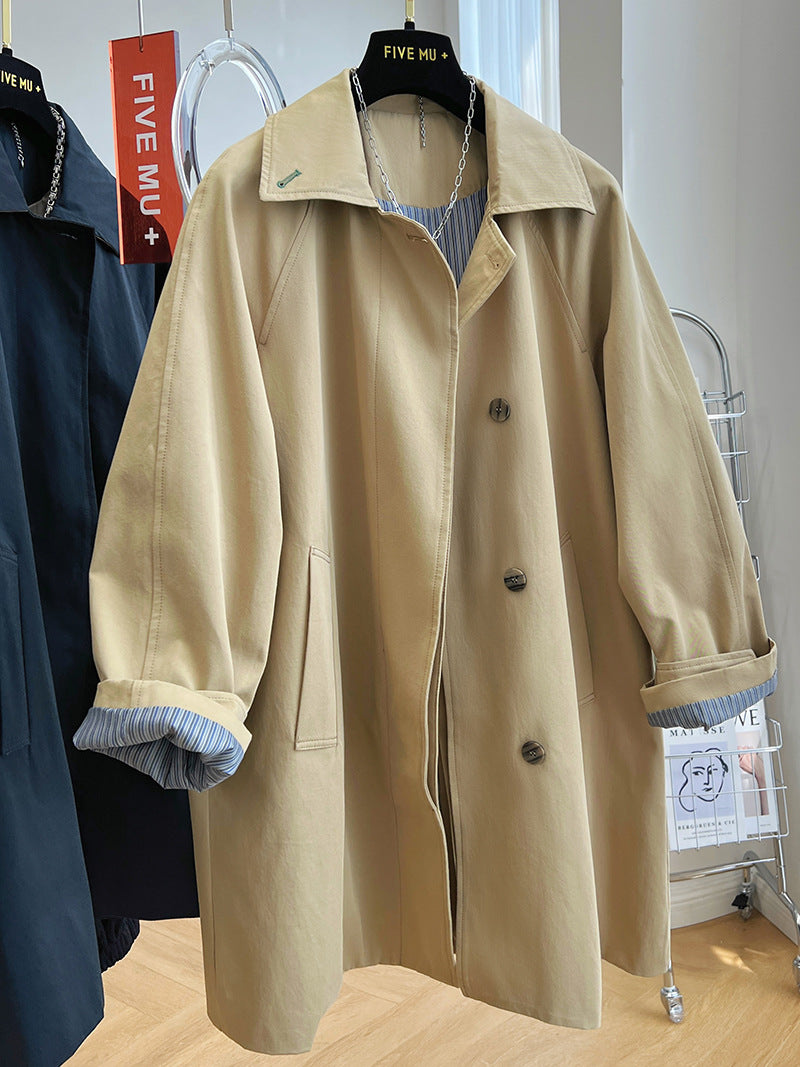 Damen Oversize-Trenchcoat mit Raglanärmeln, verdeckter Knopfleiste & verstellbaren Manschetten Nord Taschen