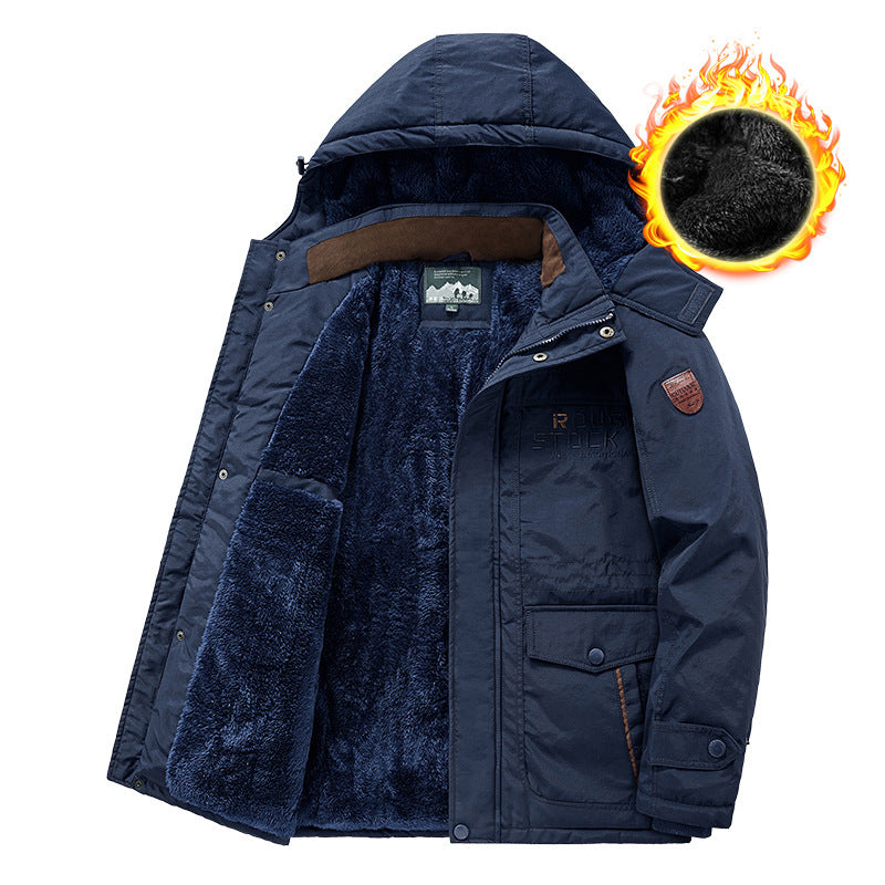 Herren wärmender gefütterter Kapuzenparka mit durchgehendem Teddyfleecefutter und Utility‑Taschen Nord Taschen