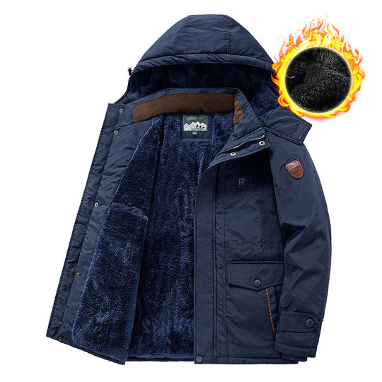 Herren wärmender gefütterter Kapuzenparka mit durchgehendem Teddyfleecefutter und Utility‑Taschen Nord Taschen