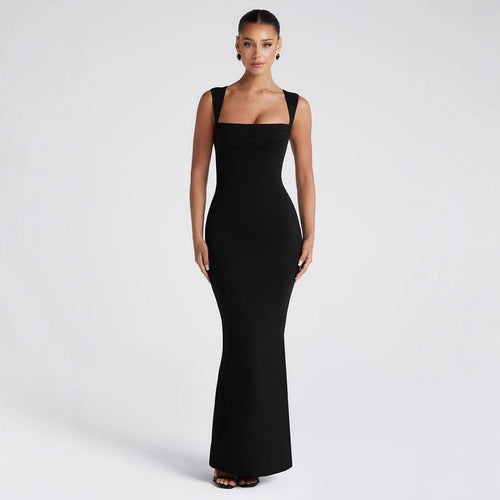 Damen Elegantes Langarm-Bodycon-Kleid mit quadratischem Ausschnitt und figurbetontem Schnitt