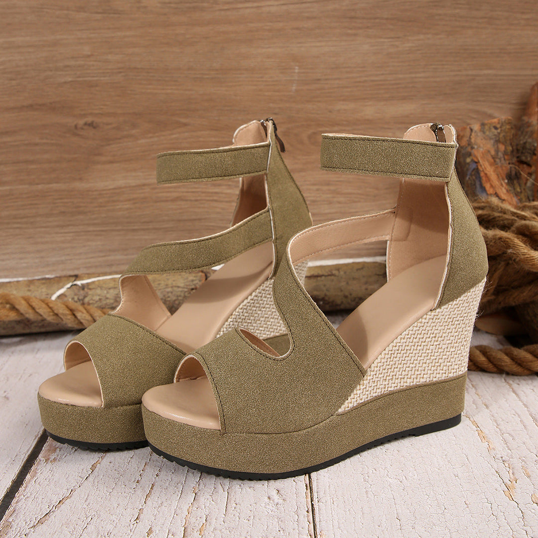 Damen Keil-Sandalen mit atmungsaktiven Riemen und rutschfester Sohle