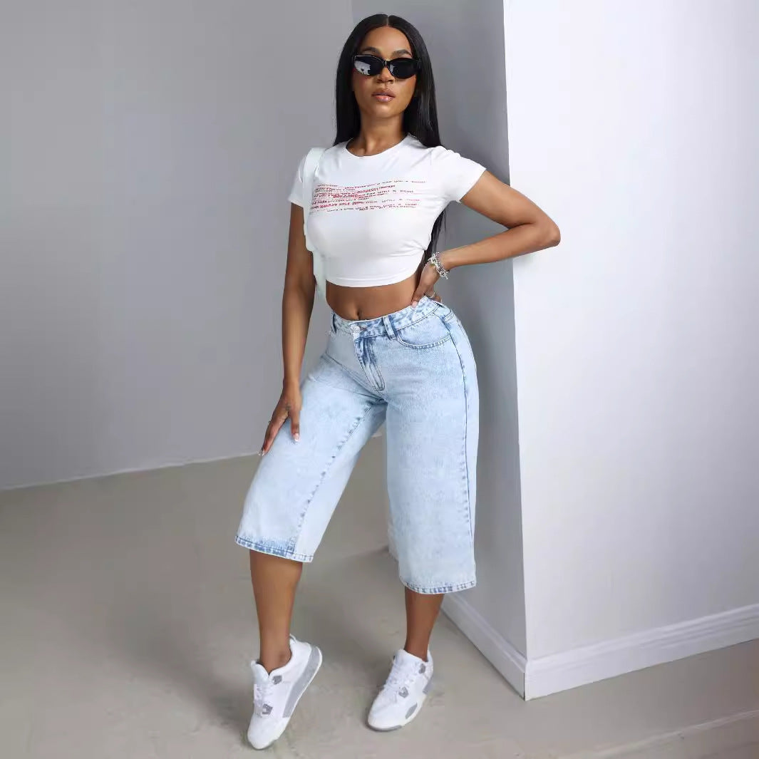 Damen Culotte-Jeans mit hohem Bund und lässigem Schnitt Nord Taschen