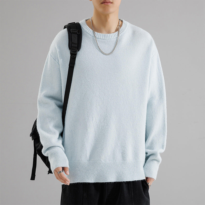 Herren Oversize Rundhalspullover aus weichem Feinstrick Nord Taschen