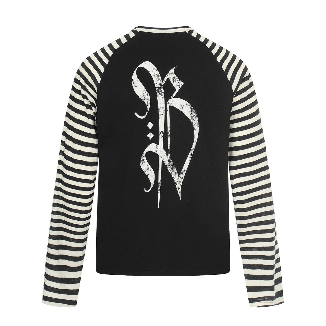 Herren Langarm-Raglanshirt mit Streifenärmeln und Vintage-Print Nord Taschen