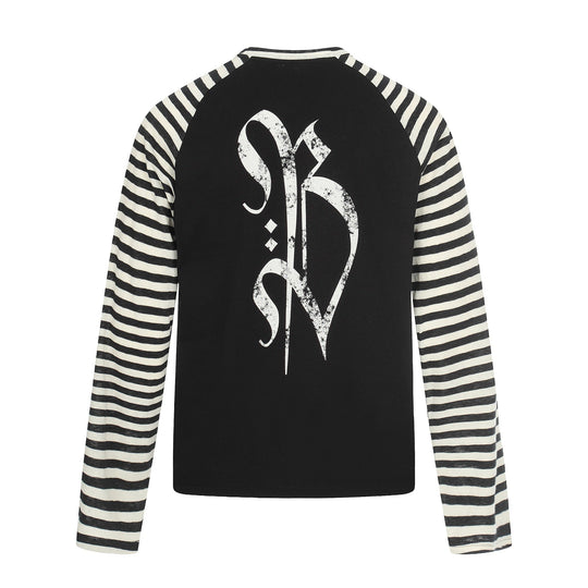 Herren Langarm-Raglanshirt mit Streifenärmeln und Vintage-Print Nord Taschen