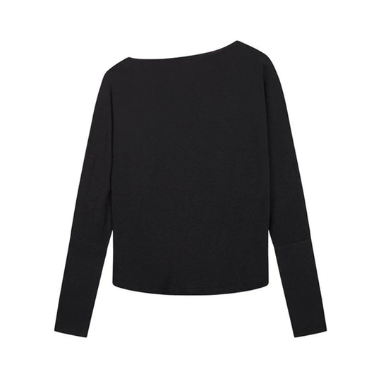 Damen Weiches Langarmshirt mit Wasserfallausschnitt, Statement-Print und Strassapplikationen Nord Taschen
