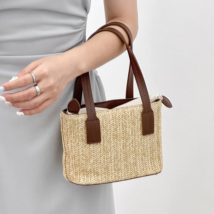 Damen Tasche aus geflochtenem Material mit verstellbarem Zugverschluss Nord Taschen