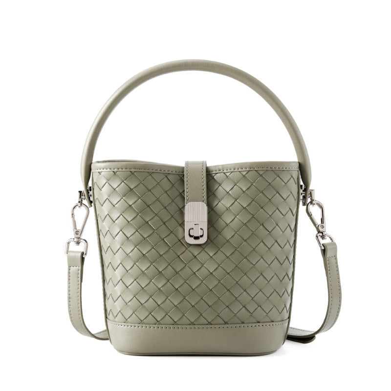 Damen Handtasche mit geflochtener Lederstruktur und abnehmbarem Schulterriemen Nord Taschen